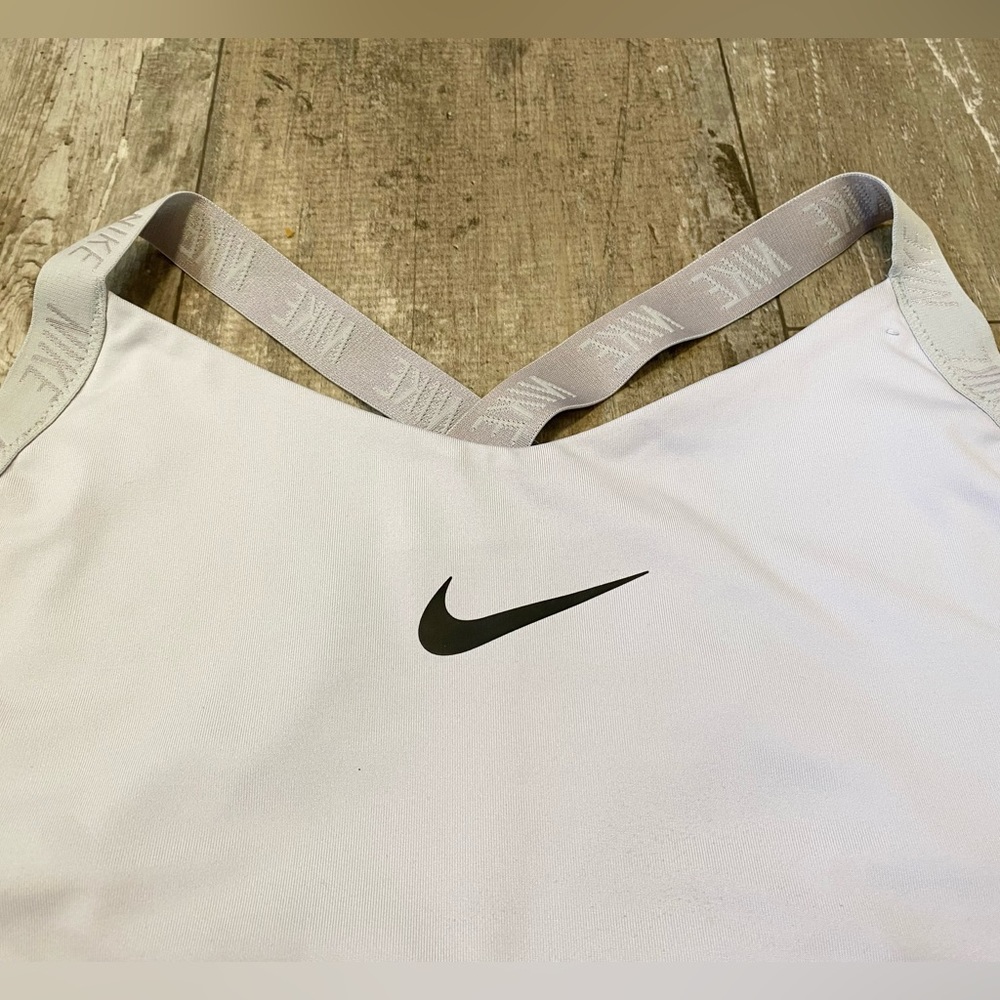 Nike Cream Tan Sports Bra Medium Impact Moisture-Wicking - Picture 2 of 7